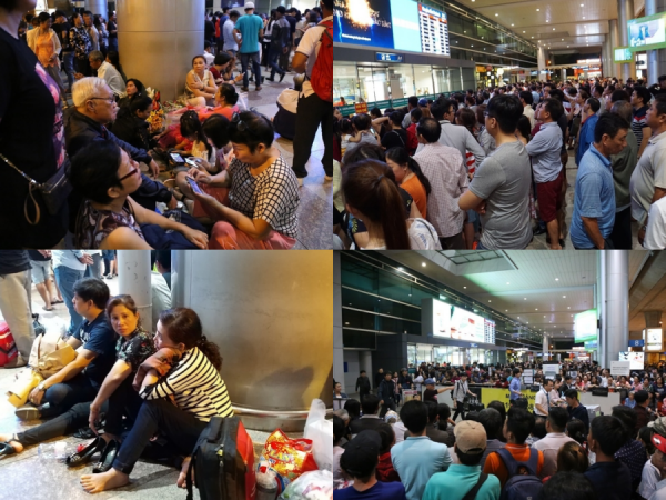 Hàng nghìn người chen chúc chờ đợi ở sân bay Tân Sơn Nhất ngày giáp Tết