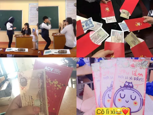 Tiết học đầu Xuân không còn nhàm chán khi thầy cô giáo lì xì học trò theo cách thật "chất"