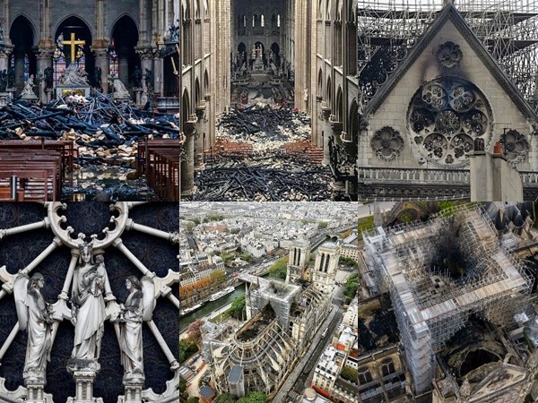 Nhà thờ Đức Bà Paris ngổn ngang, hư hại sau vụ hỏa hoạn kinh hoàng