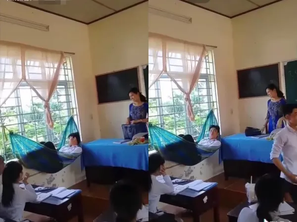 Nam sinh mắc võng ngủ trong lớp và cái kết khiến cả lớp cười bò