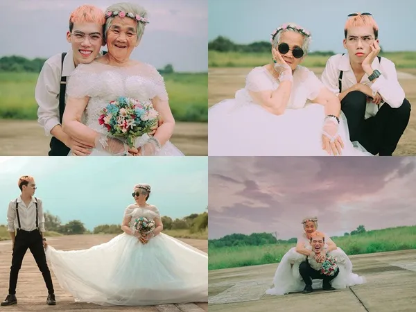 Bộ ảnh "Nội tôi mặc váy cưới" gây thích thú với "cô dâu" 88 tuổi