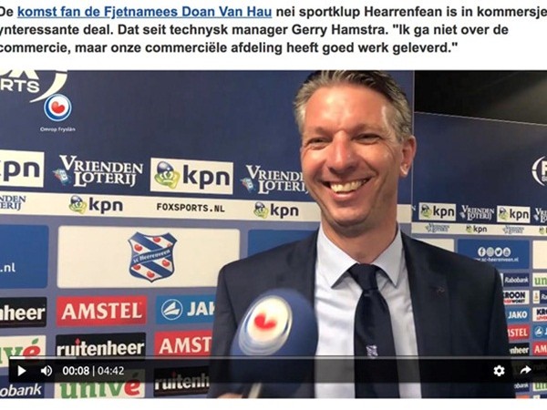 Lãnh đạo SC Heerenveen đánh giá cao Đoàn Văn Hậu