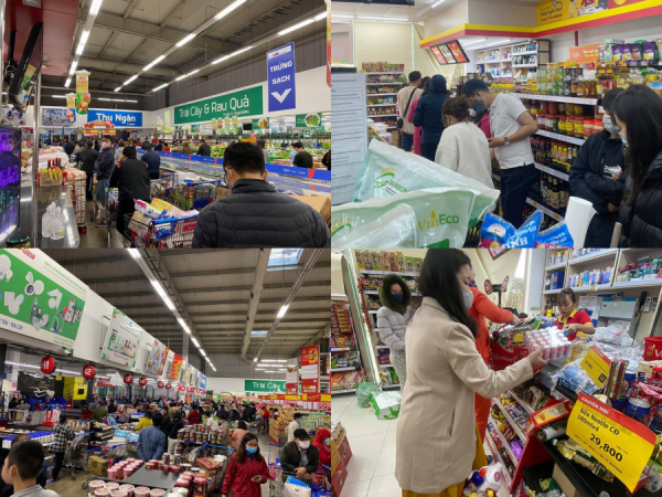 Hà Nội: Đầu giờ sáng, siêu thị đã đông nghịt người chen chân mua sắm